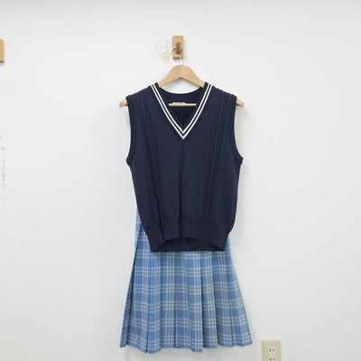 【中古】北海道 北海道札幌東商業高等学校 女子制服 3点（ニットベスト・スカート）sf015189