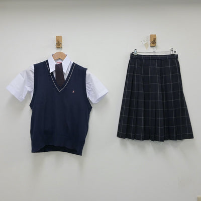 【中古】茨城県 並木中等教育学校 女子制服 4点（シャツ・ニットベスト・スカート）sf015201