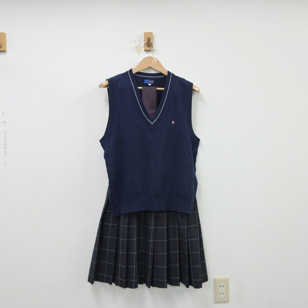 【中古】茨城県 並木中等教育学校 女子制服 3点（ニットベスト・スカート）sf015202