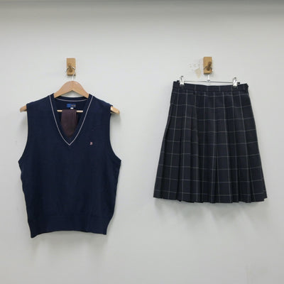 【中古】茨城県 並木中等教育学校 女子制服 3点（ニットベスト・スカート）sf015202