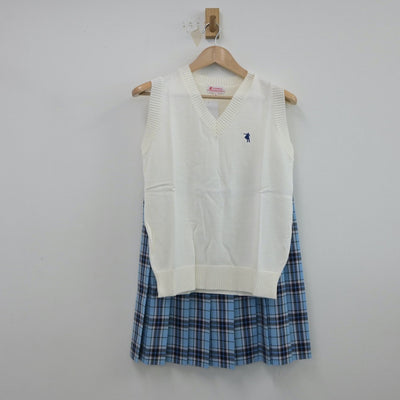 【中古】神奈川県 クラーク記念国際高等学校 女子制服 5点（シャツ・ニットベスト・スカート）sf015238