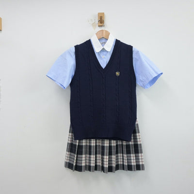 【中古】東京都 豊島学院高等学校 女子制服 3点（シャツ・ニットベスト・スカート）sf015274