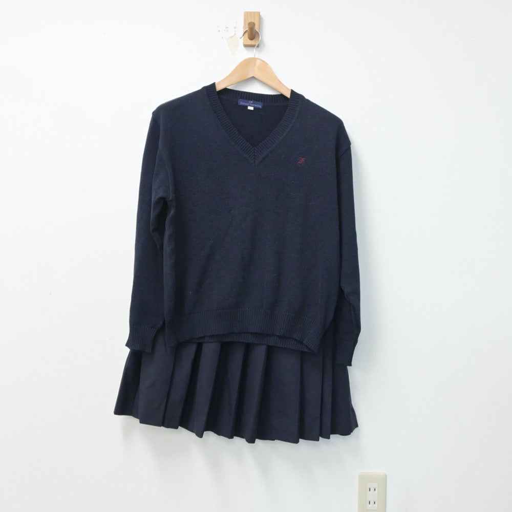 【中古】東京都 富士高等学校 女子制服 2点（ニット・スカート）sf015327