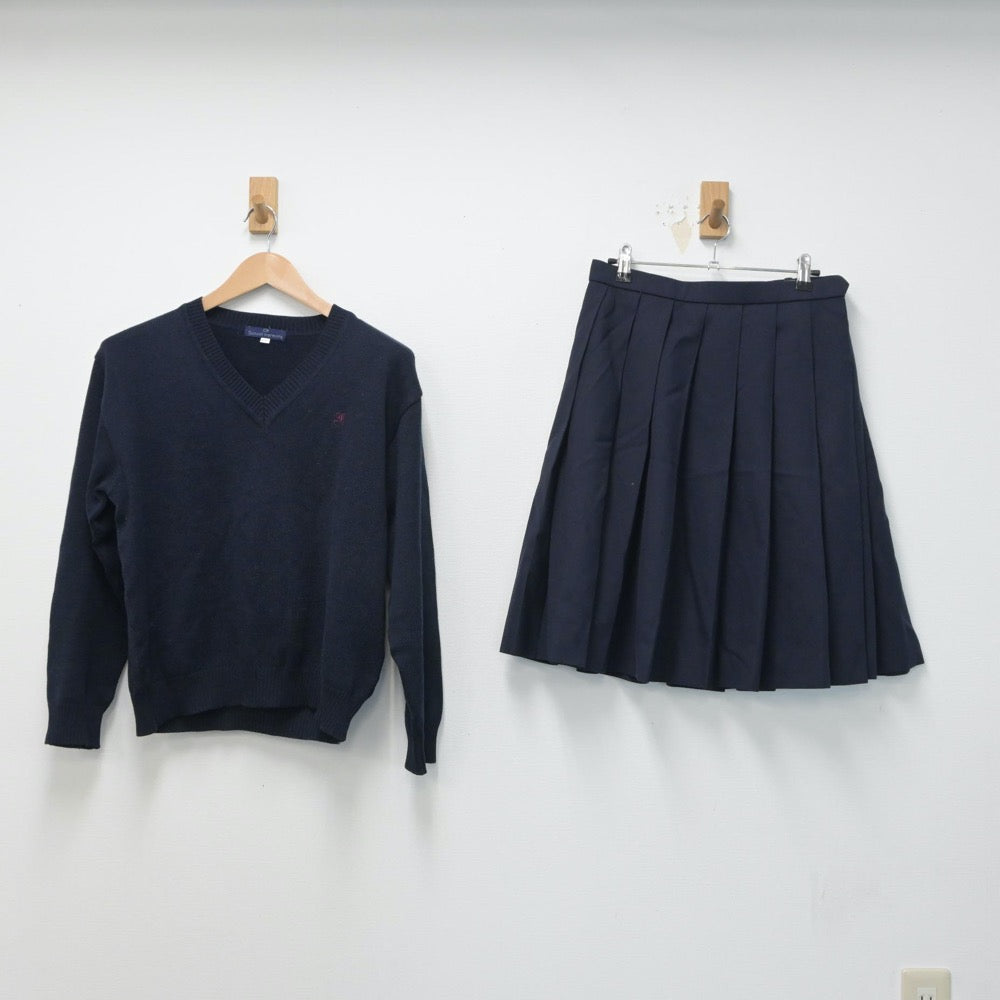 【中古】東京都 富士高等学校 女子制服 2点（ニット・スカート）sf015327