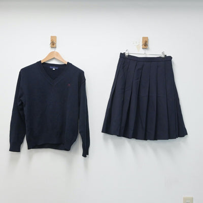 【中古】東京都 富士高等学校 女子制服 2点（ニット・スカート）sf015327