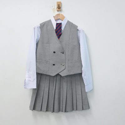 【中古】愛知県 名東高等学校 女子制服 4点（シャツ・ベスト・スカート）sf015332