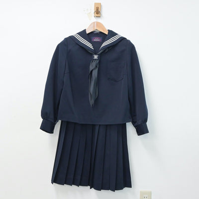 【中古】山形県 余目中学校 女子制服 4点（セーラー服・スカート）sf015333