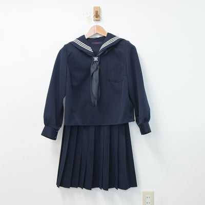 【中古】山形県 余目中学校 女子制服 4点（セーラー服・スカート）sf015334