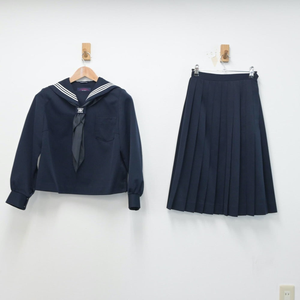 【中古】山形県 余目中学校 女子制服 4点（セーラー服・スカート）sf015334