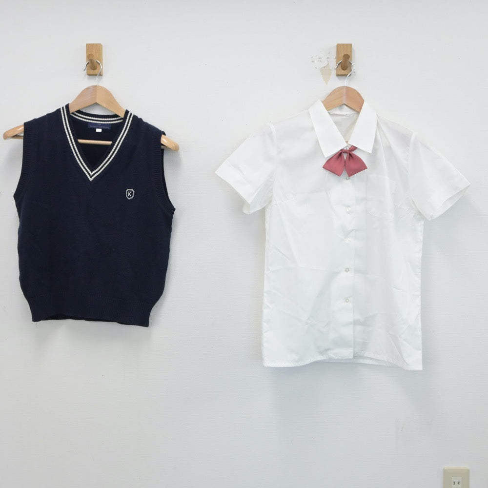 【中古】埼玉県 北本高等学校 女子制服 4点（シャツ・ニットベスト・スカート）sf015359