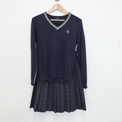 【中古】埼玉県 北本高等学校 女子制服 3点（ブレザー・ニット・スカート）sf015360