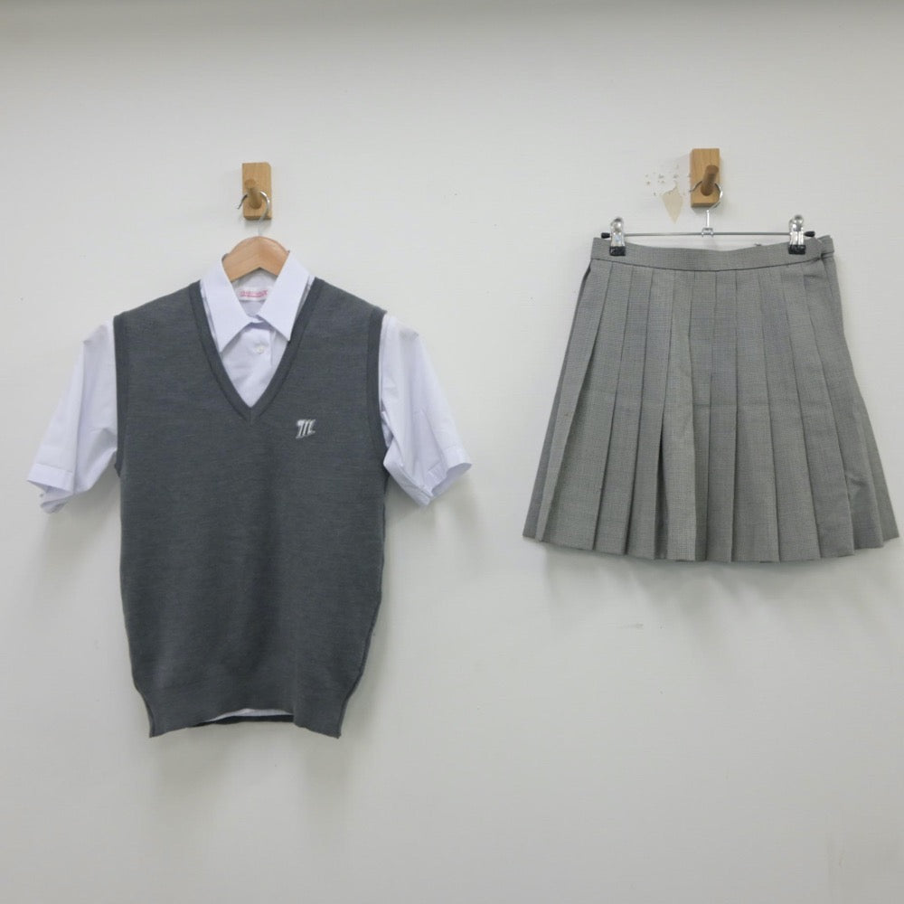 【中古】愛知県 名東高等学校 女子制服 3点（シャツ・ニットベスト・スカート）sf015362