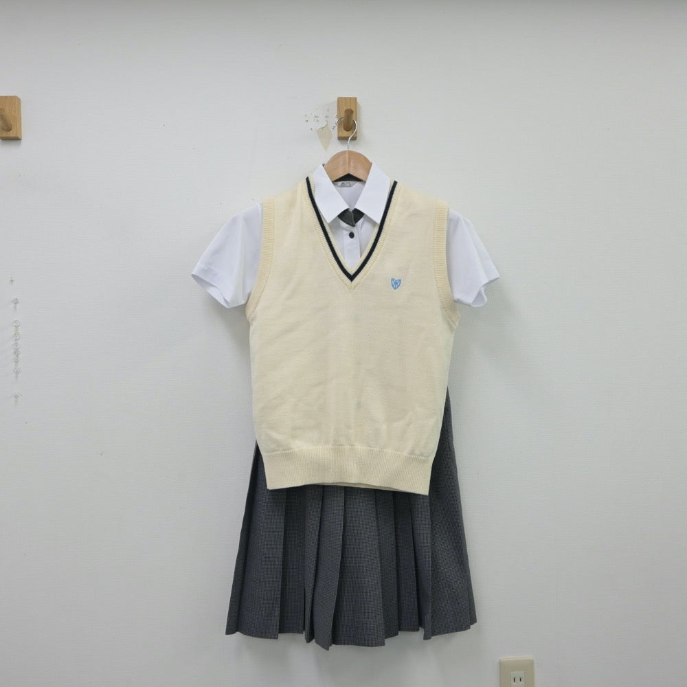 【中古】栃木県 宇都宮南高等学校 女子制服 4点（シャツ・ニットベスト・スカート）sf015381