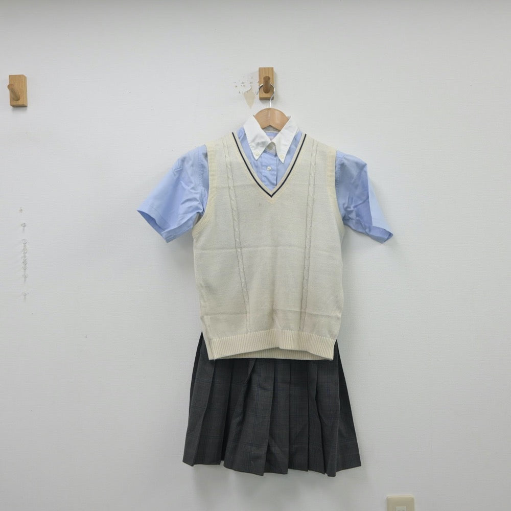 【中古】大阪府 西成高等学校 女子制服 3点（シャツ・ニットベスト・スカート）sf015389