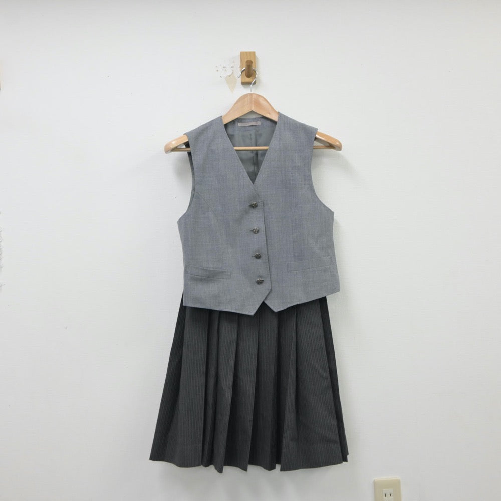 【中古】北海道 米里中学校 女子制服 4点（ブレザー・ベスト・スカート）sf015409