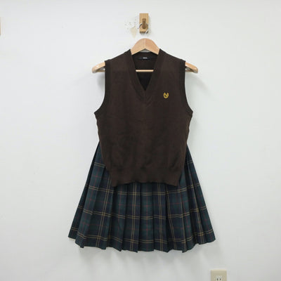 【中古】茨城県 つくば秀英高等学校 女子制服 2点（ニットベスト・スカート）sf015421