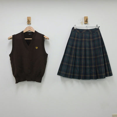 【中古】茨城県 つくば秀英高等学校 女子制服 2点（ニットベスト・スカート）sf015421