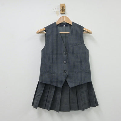 【中古】富山県 富山県立富山北部高等学校 女子制服 2点（ベスト・スカート）sf015428