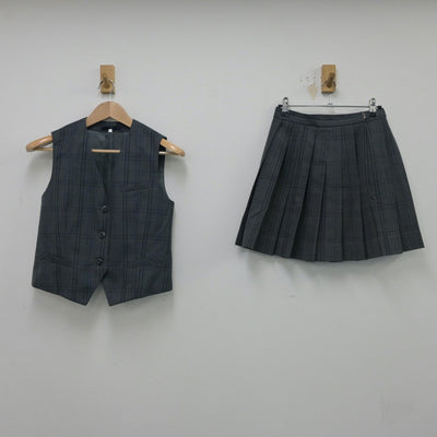 【中古】富山県 富山県立富山北部高等学校 女子制服 2点（ベスト・スカート）sf015428