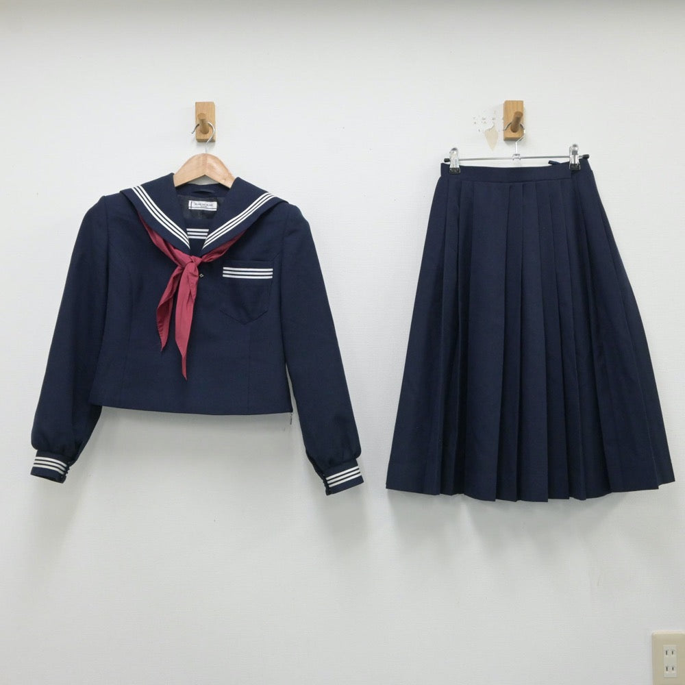 【中古】茨城県 村立東海中学校 女子制服 3点（セーラー服・スカート）sf015438