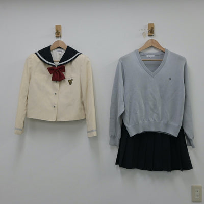 【中古】東京都 淑徳中学校 女子制服 4点（セーラー服・ニット・スカート）sf015476