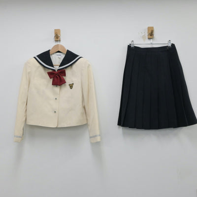 【中古】東京都 淑徳中学校 女子制服 4点（セーラー服・ニット・スカート）sf015476