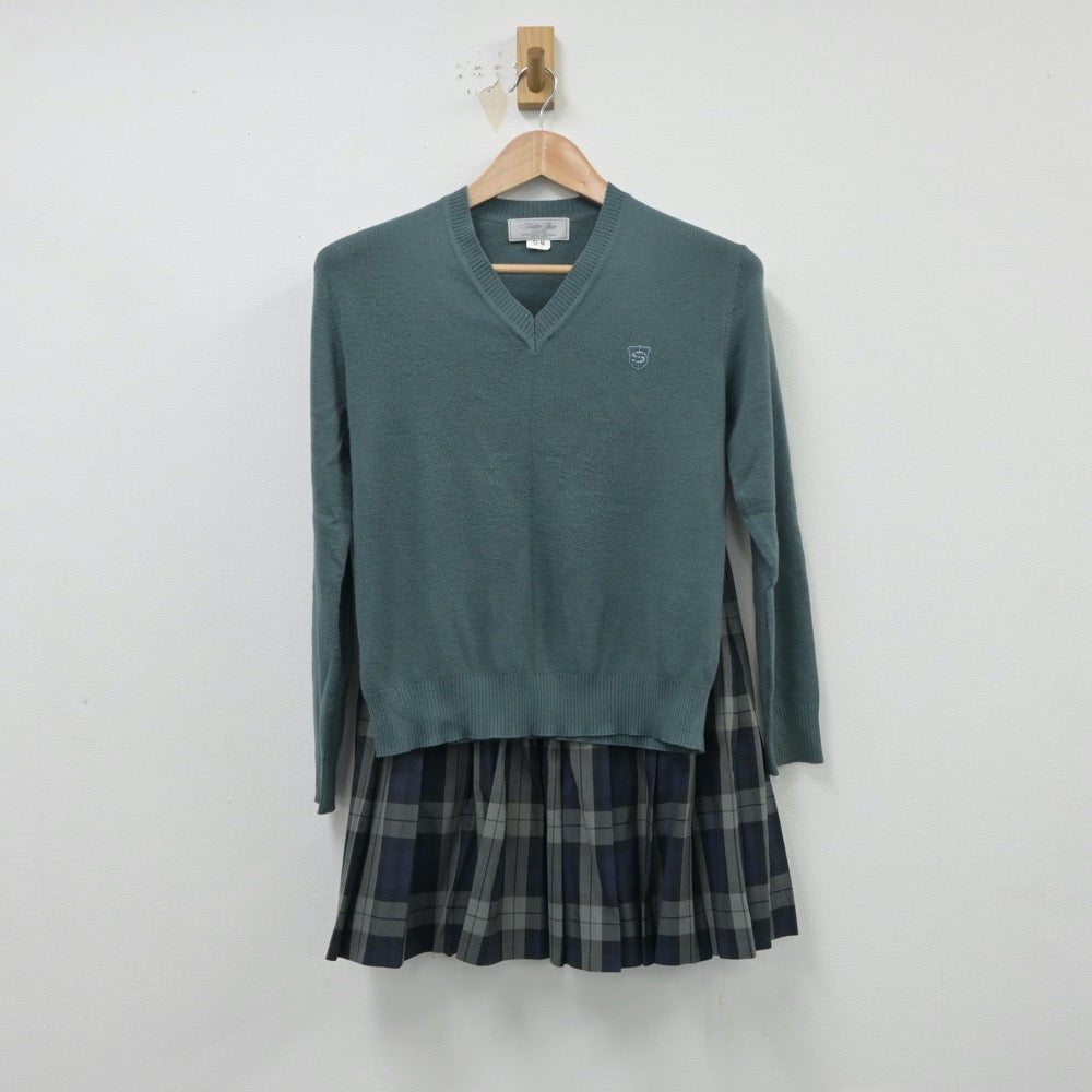 【中古】福岡県 西南学院高等学校 女子制服 4点（ブレザー・ニット・スカート）sf015491