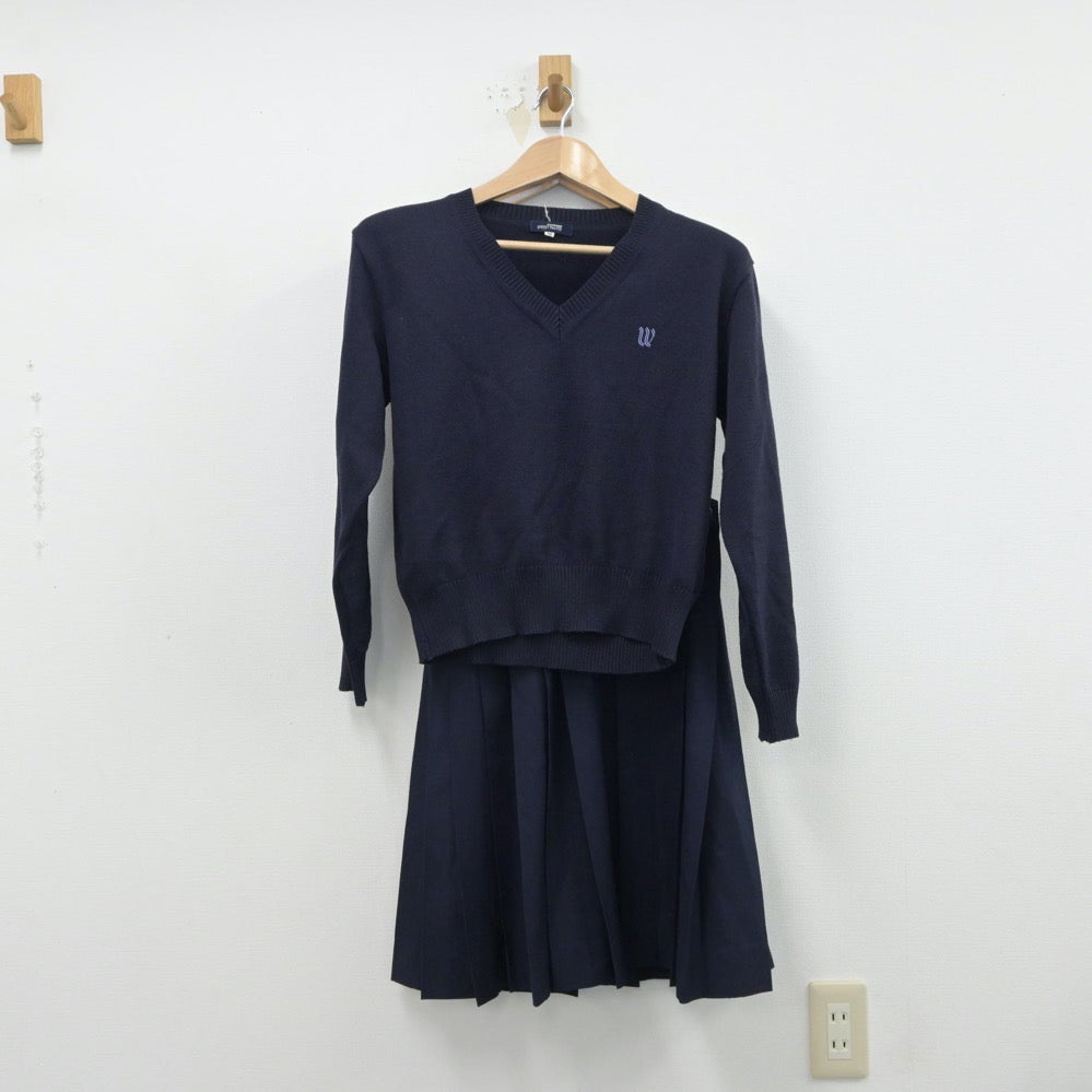 【中古】千葉県 和洋国府台女子高等学校 女子制服 4点（セーラー服・ニット・スカート）sf015531