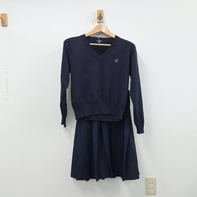 【中古】千葉県 和洋国府台女子高等学校 女子制服 4点（セーラー服・ニット・スカート）sf015531