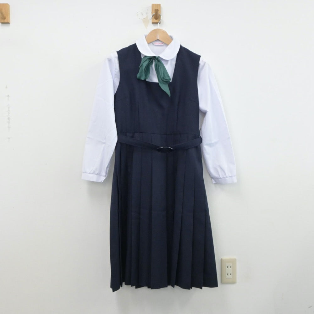 【中古】千葉県 習志野第六中学校 女子制服 4点（ブレザー・シャツ・ジャンパースカート）sf015536