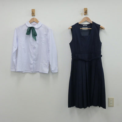 【中古】千葉県 習志野第六中学校 女子制服 4点（ブレザー・シャツ・ジャンパースカート）sf015536