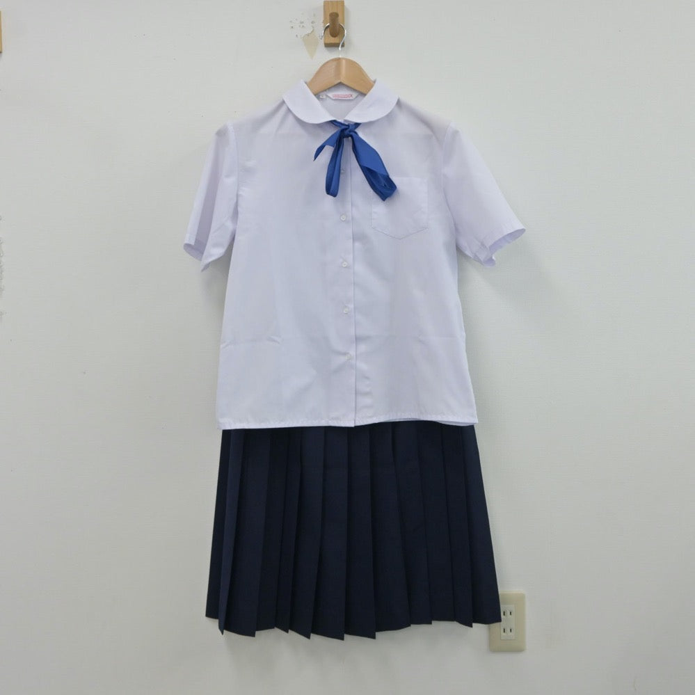 【中古】千葉県 習志野第六中学校 女子制服 4点（シャツ・ベスト・スカート）sf015537