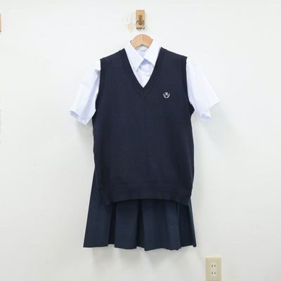 【中古】神奈川県 春日台中学校 女子制服 3点（シャツ・ニットベスト・スカート）sf015542