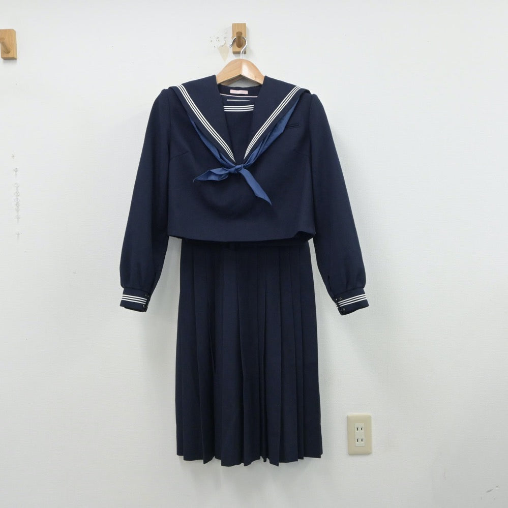 【中古】福岡県 玄洋中学校 女子制服 3点（セーラー服・ジャンパースカート）sf015547