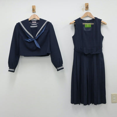 【中古】福岡県 玄洋中学校 女子制服 3点（セーラー服・ジャンパースカート）sf015547