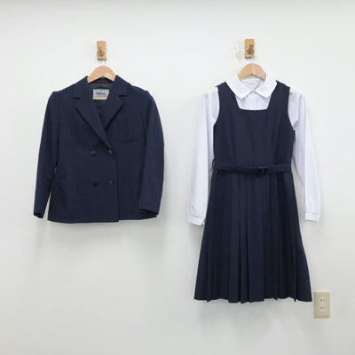 【中古】兵庫県 浜脇中学校 女子制服 3点（ブレザー・シャツ・ジャンパースカート）sf015550