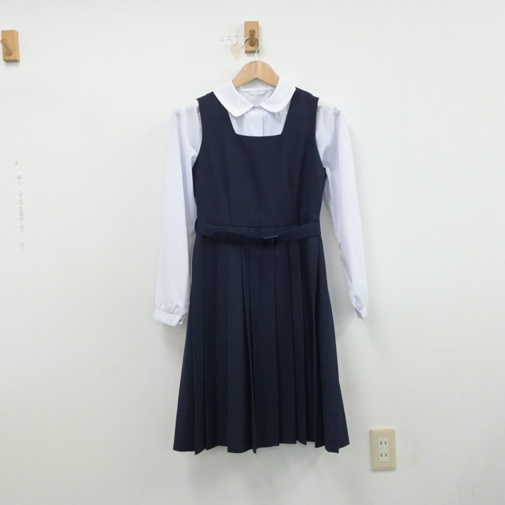 【中古】兵庫県 浜脇中学校 女子制服 3点（ブレザー・シャツ・ジャンパースカート）sf015550