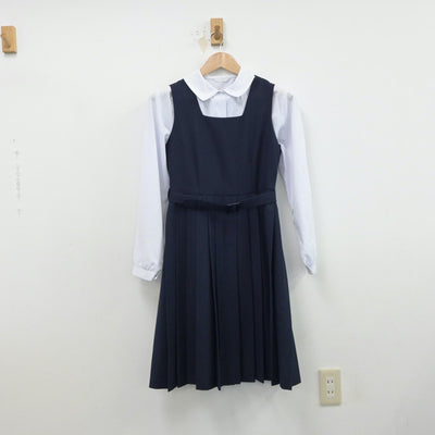 【中古】兵庫県 浜脇中学校 女子制服 3点（ブレザー・シャツ・ジャンパースカート）sf015550