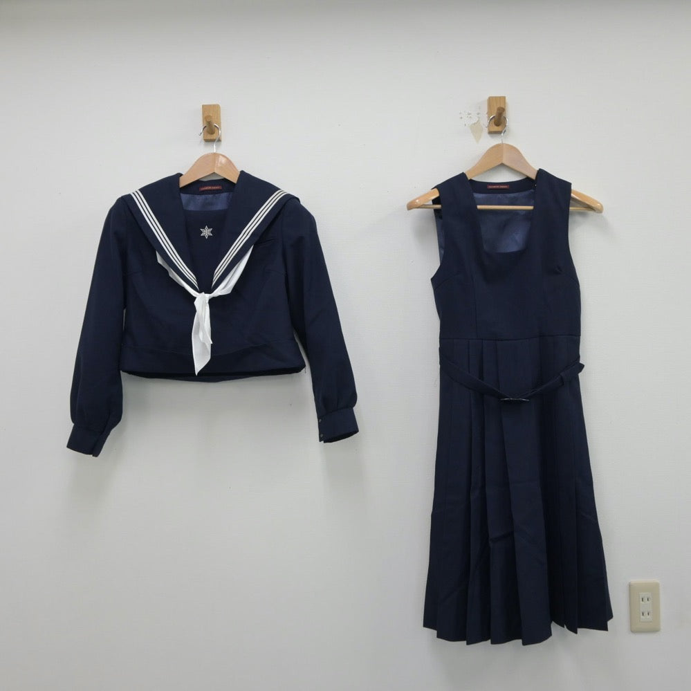 中古制服】福岡県 千代中学校 女子制服 3点（セーラー服