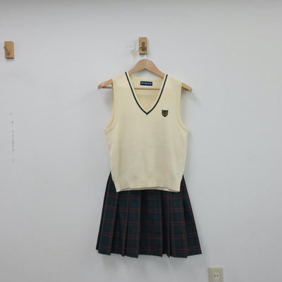 【中古】大阪府 日根野高等学校 女子制服 2点（ニットベスト・スカート）sf015579