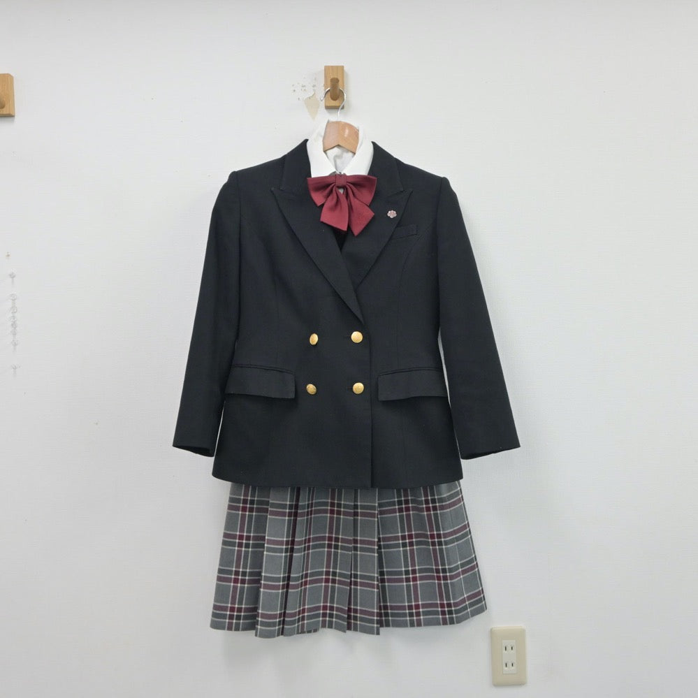 【中古】京都府 京都外大西高等学校 女子制服 7点（ブレザー・シャツ・ニット・スカート）sf015594