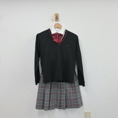 【中古】京都府 京都外大西高等学校 女子制服 7点（ブレザー・シャツ・ニット・スカート）sf015594