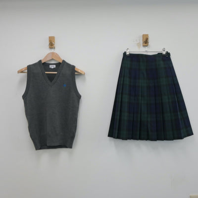 【中古】栃木県 野木第二中学校 女子制服 2点（ニットベスト・スカート）sf015601