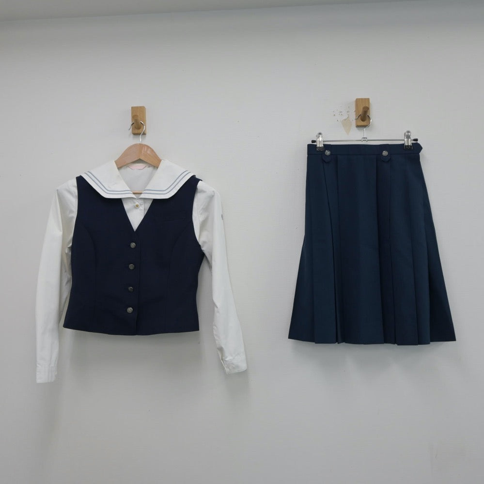 【中古】愛知県 半田東高等学校 女子制服 3点（シャツ・ベスト・スカート）sf015603