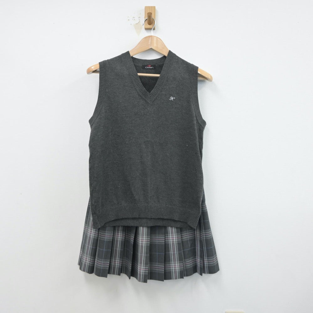 【中古】東京都 蒲田女子高等学校 女子制服 3点（シャツ・ニットベスト・スカート）sf015627