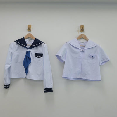 【中古】鹿児島県 鶴田高等学校 女子制服 5点（セーラー服・スカート）sf015638