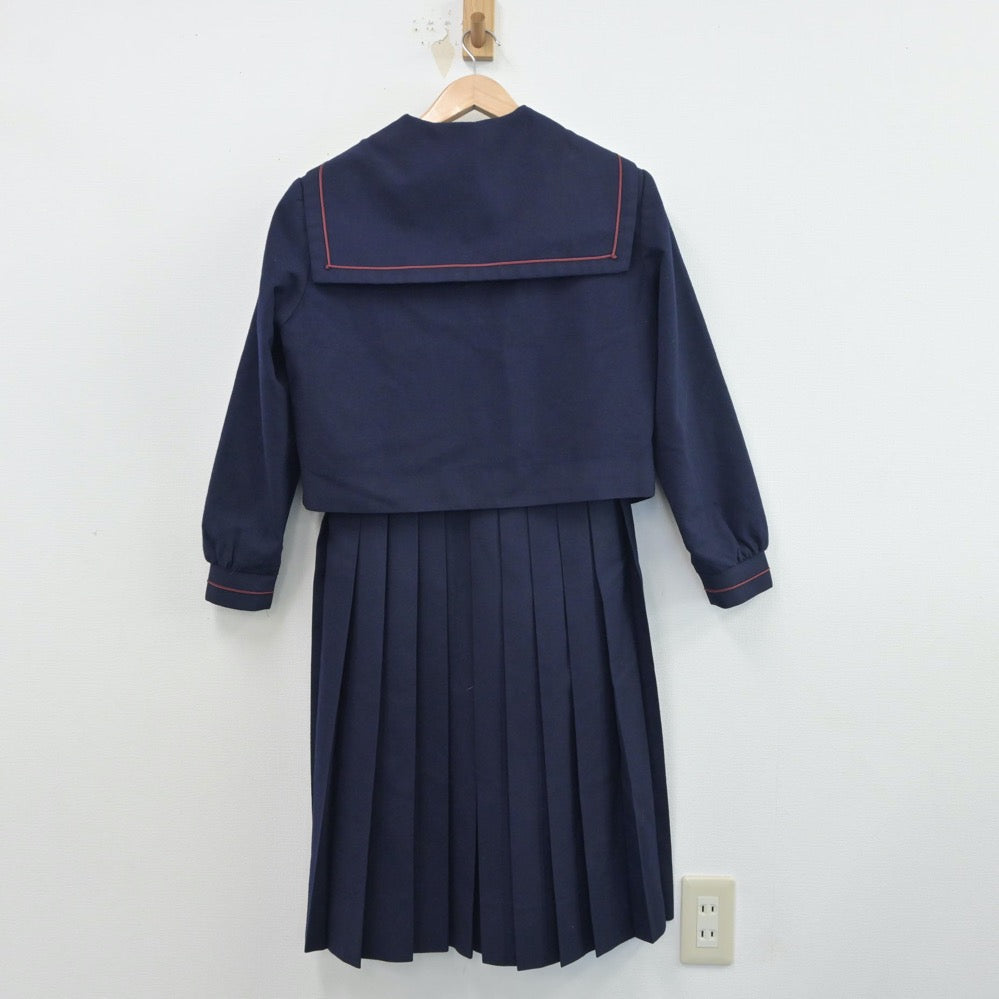 【中古】鹿児島県 鶴田高等学校 女子制服 3点（セーラー服・ジャンパースカート）sf015639