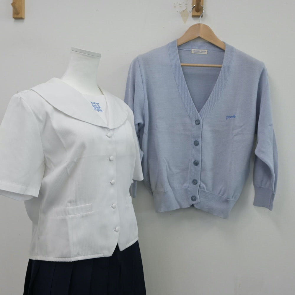 【中古】大阪府 プール学院中学校・高等学校 女子制服 4点（セーラー服・ニット・スカート）sf015652