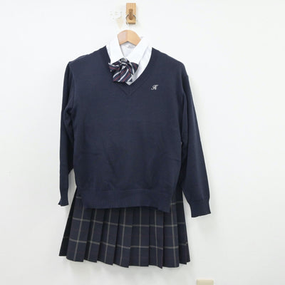 【中古】東京都 駒澤大学高等学校 女子制服 5点（ブレザー・シャツ・ニット・スカート）sf015685