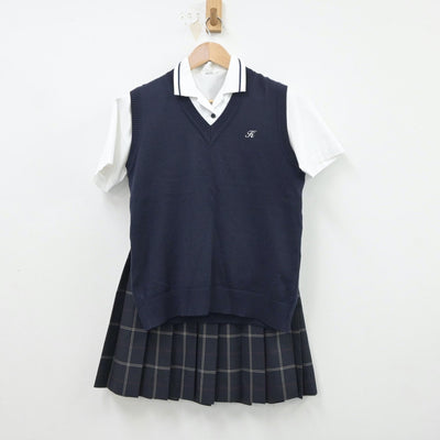 【中古】東京都 駒澤大学高等学校 女子制服 3点（シャツ・ニットベスト・スカート）sf015686